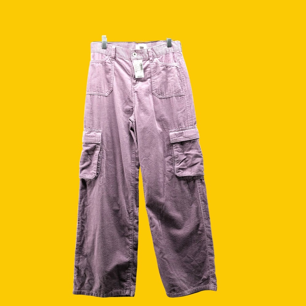 NWT Children's Place Girls Corduroy Cargo Pants Thistle Mist Size 12 Purple